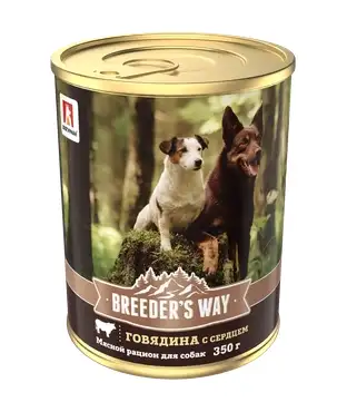 Купить Зоогурман breeder's way консервы для взрослых собак с говядиной и сердцем