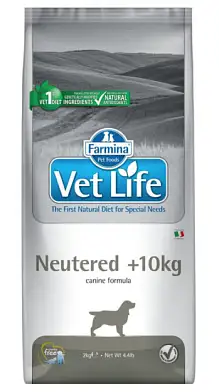 Farmina Vet Life neutered 10+kg сухой корм для взрослых кастрированных или стерилизованных собак всех пород для контроля веса и профилактики мкб
