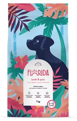 FLORIDA сухой корм для щенков средних пород с ягненком и грушей